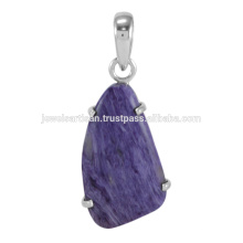 Lovely Charoite Gemstone 925 Sterling Silver Pendant Jewelry